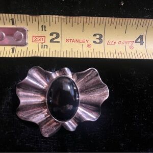 Vintage Silver and Onyx Brooch